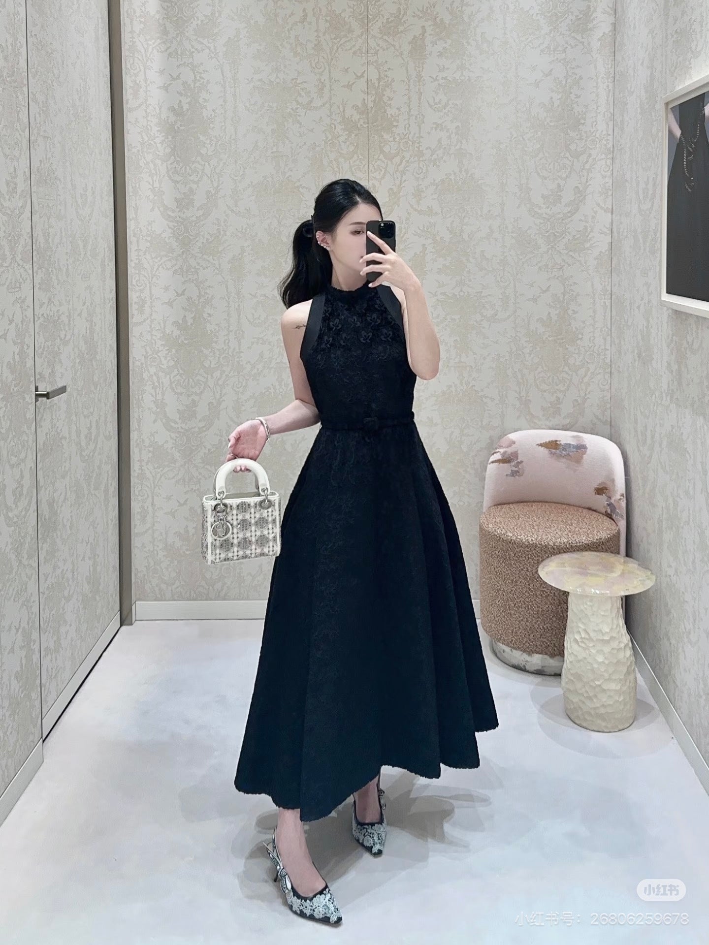 CD NEW jacquard belted dress