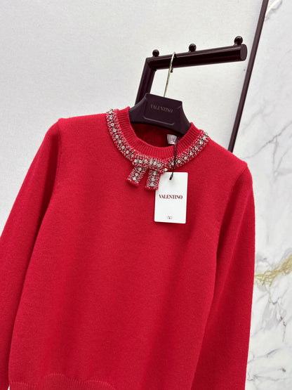 Valen NEW bow rhinestone sweater