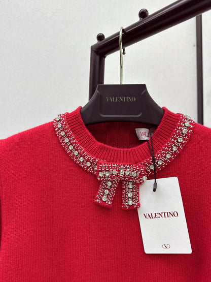 Valen NEW bow rhinestone sweater