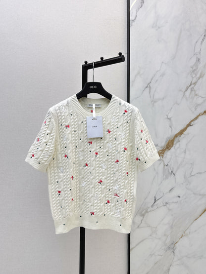 CD NEW embroidery short sleeve sweater