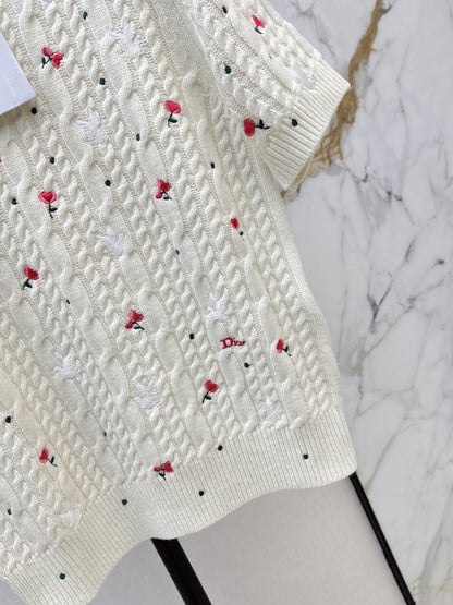 CD NEW embroidery short sleeve sweater