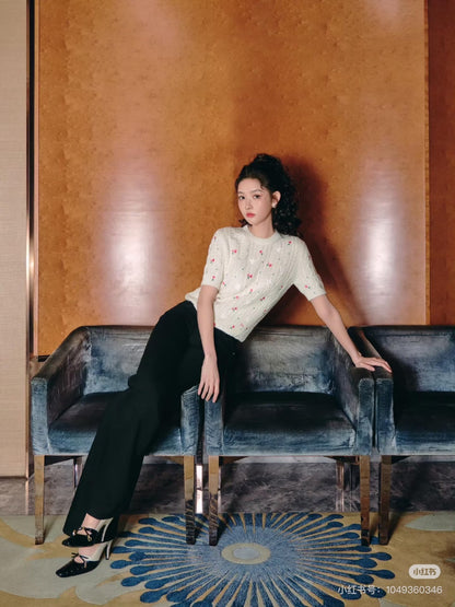 CD NEW embroidery short sleeve sweater