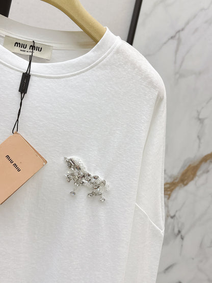 Miu NEW rhinestone tee