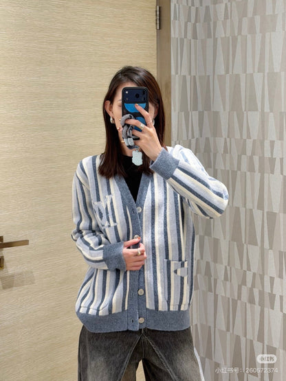 Miu NEW stripe knitted cardigan