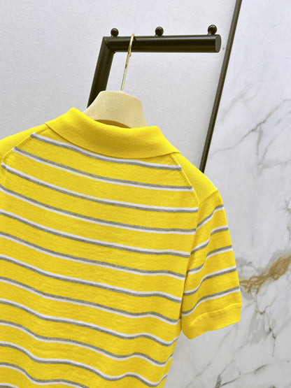 Miu NEW stripe polo knit sweater