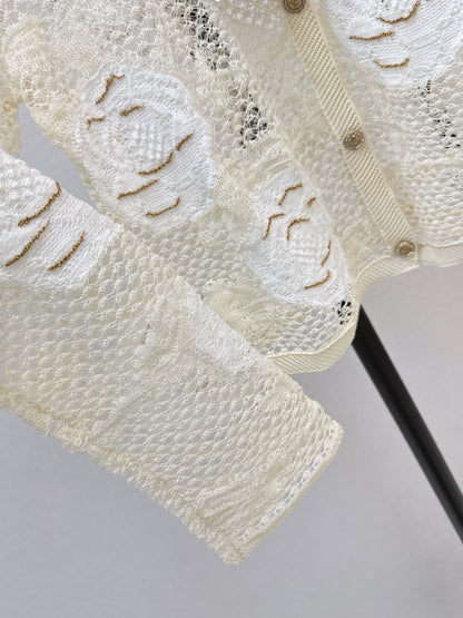 Chan NEW lace 3d flower cardigan