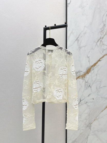 Chan NEW lace 3d flower cardigan