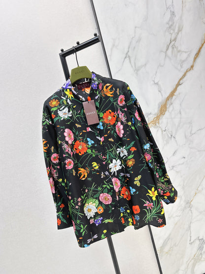 Guc NEW print floral silk shirt
