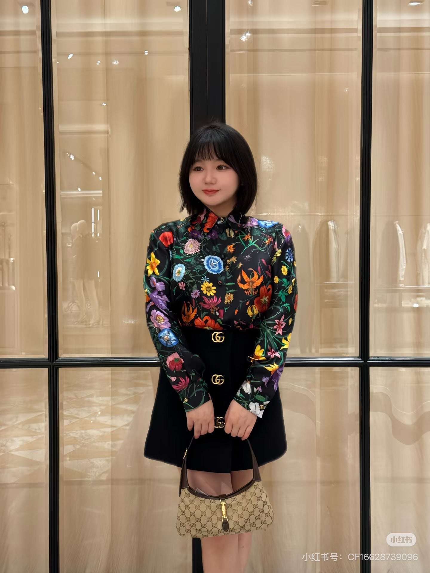 Guc NEW print floral silk shirt