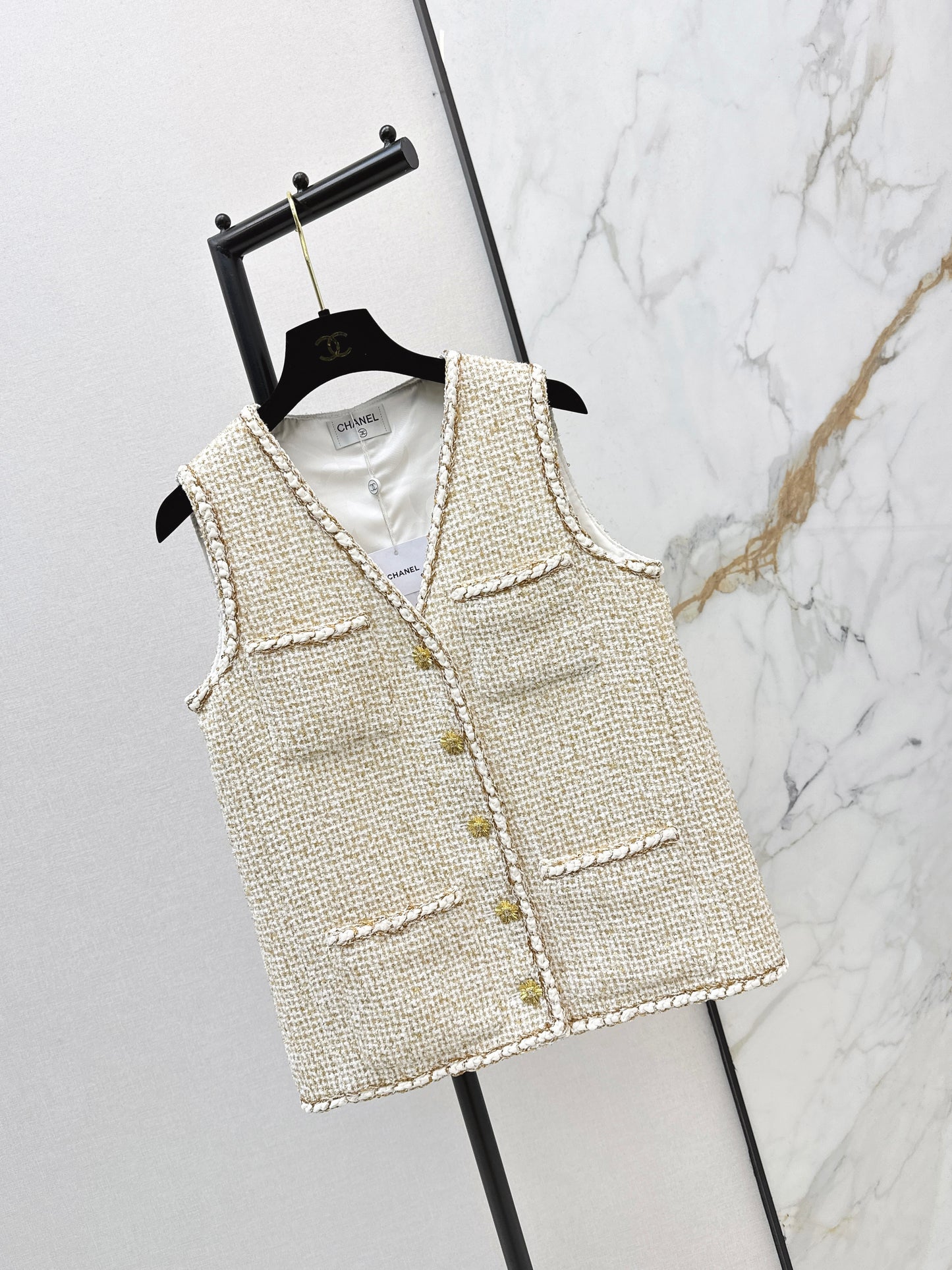 Chan NEW woven tweed vest