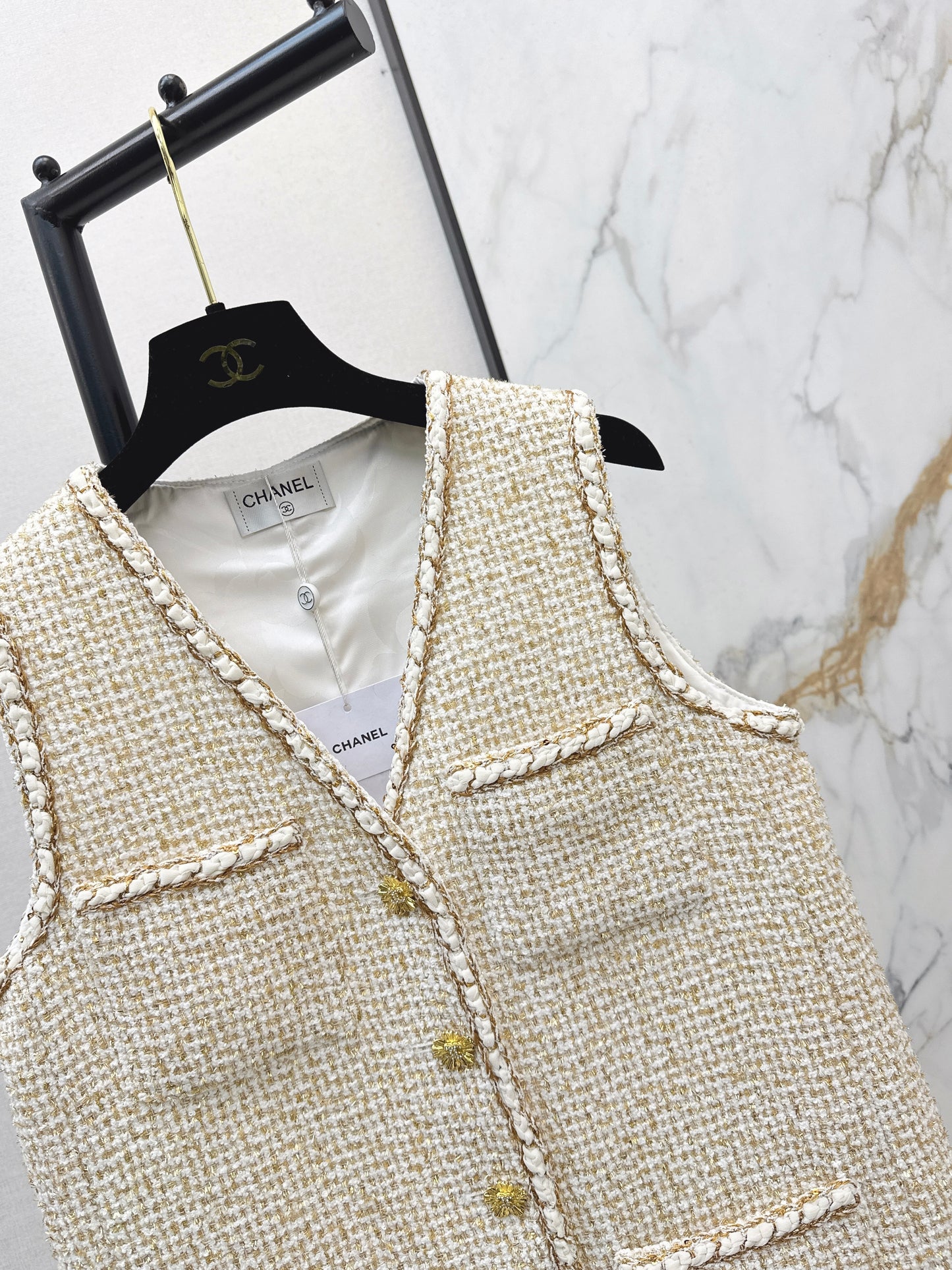 Chan NEW woven tweed vest