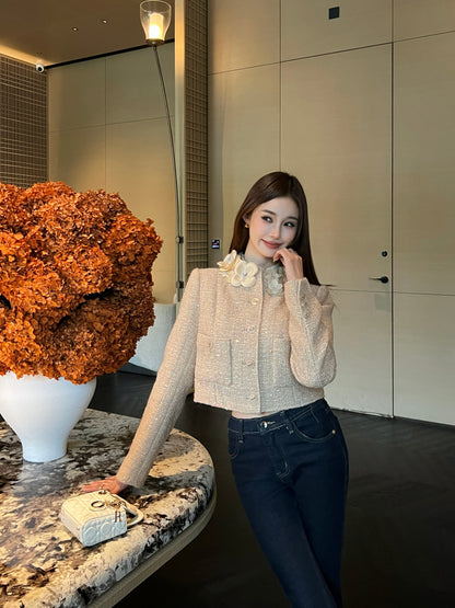 Chan NEW 3d floral wovenjacket