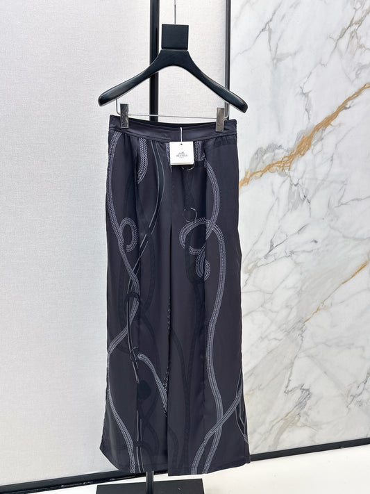 Herm NEW print silk straight pants