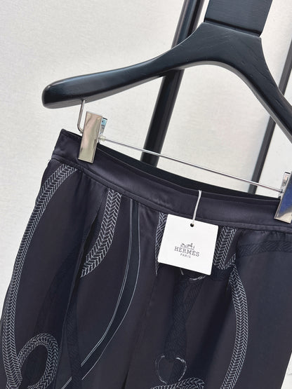 Herm NEW print silk straight pants
