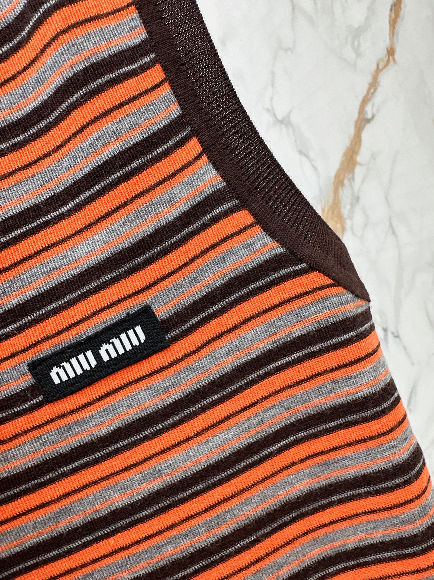 Miu NEW stripe sleeveless knitted vest