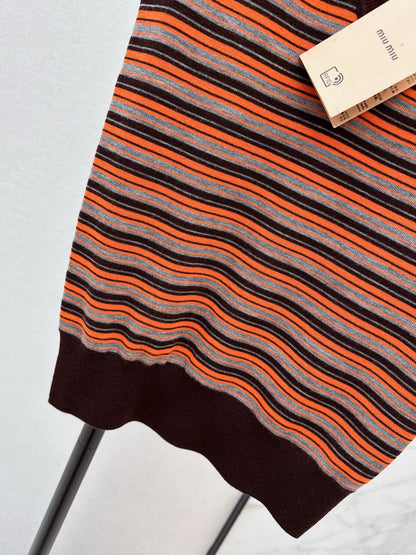 Miu NEW stripe sleeveless knitted vest