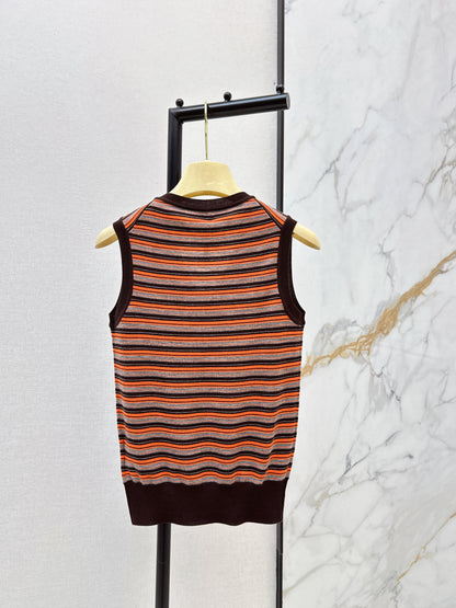 Miu NEW stripe sleeveless knitted vest