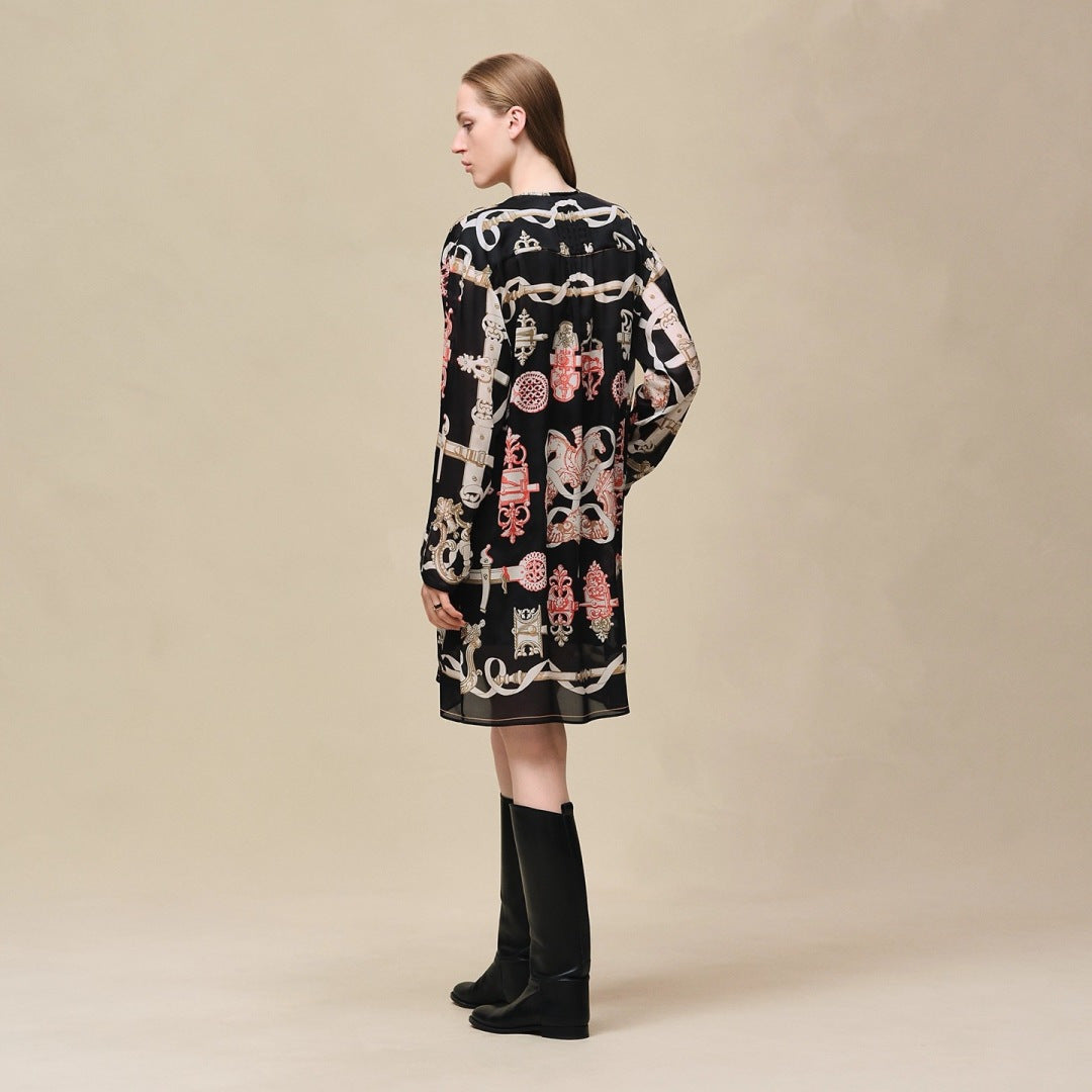Herm NEW print silk dress