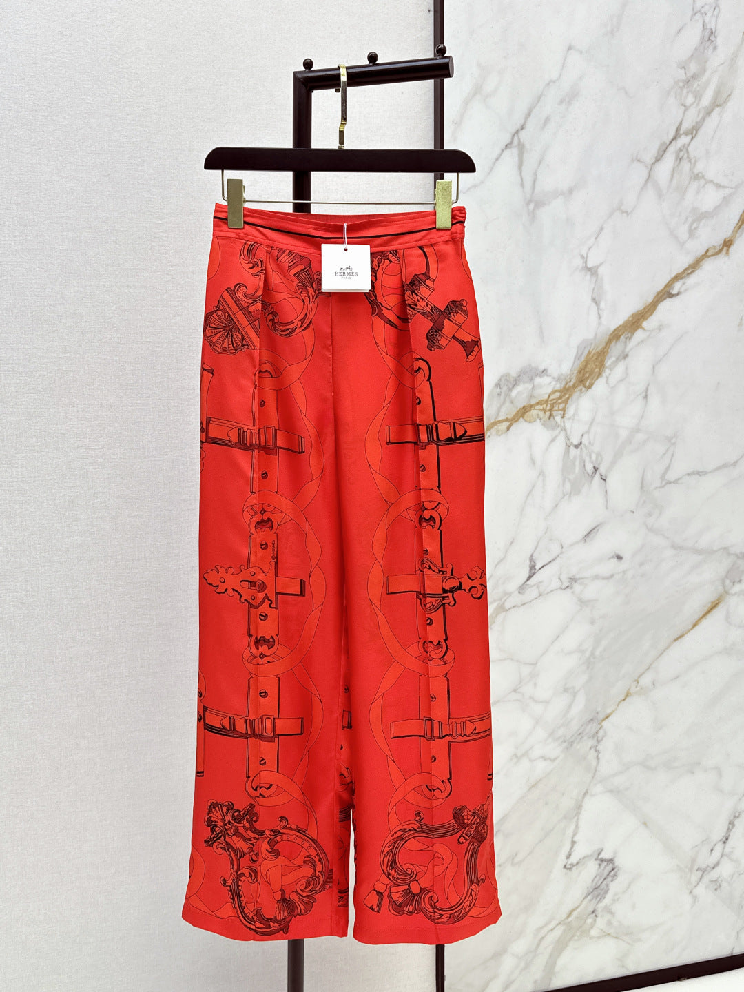 Herm NEW print silk wide-leg pants