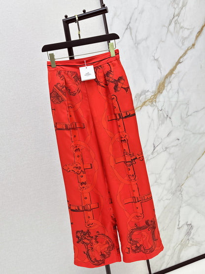 Herm NEW print silk wide-leg pants