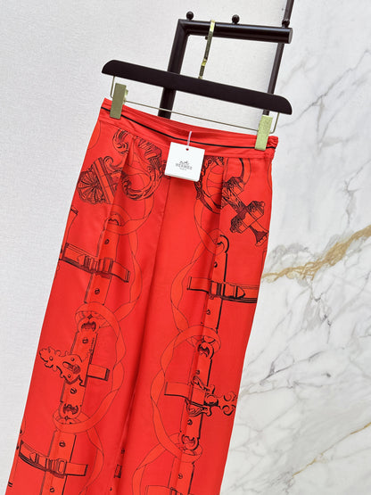 Herm NEW print silk wide-leg pants