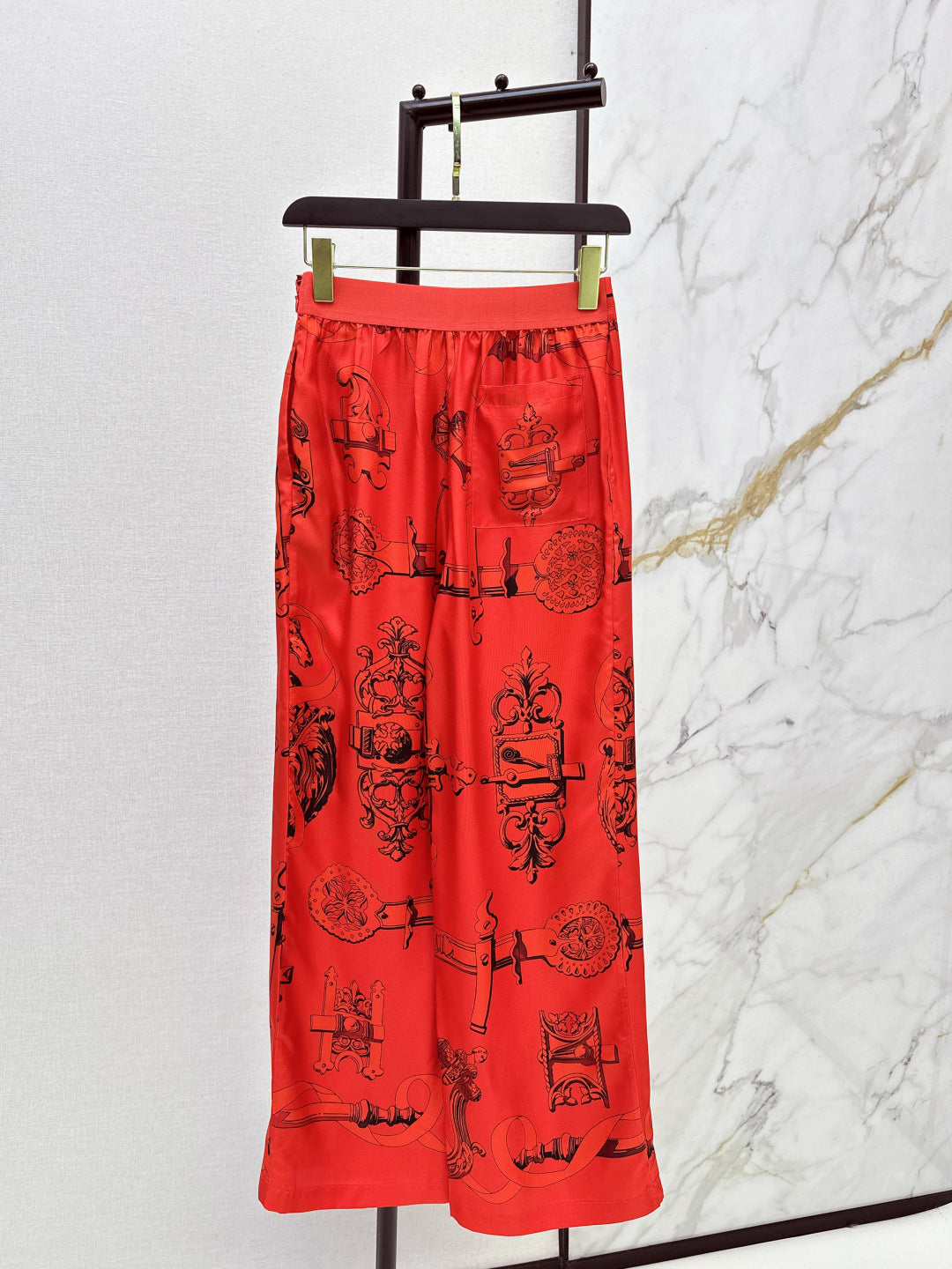 Herm NEW print silk wide-leg pants