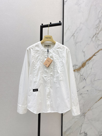 Miu NEW ruffle-trim lace shirts