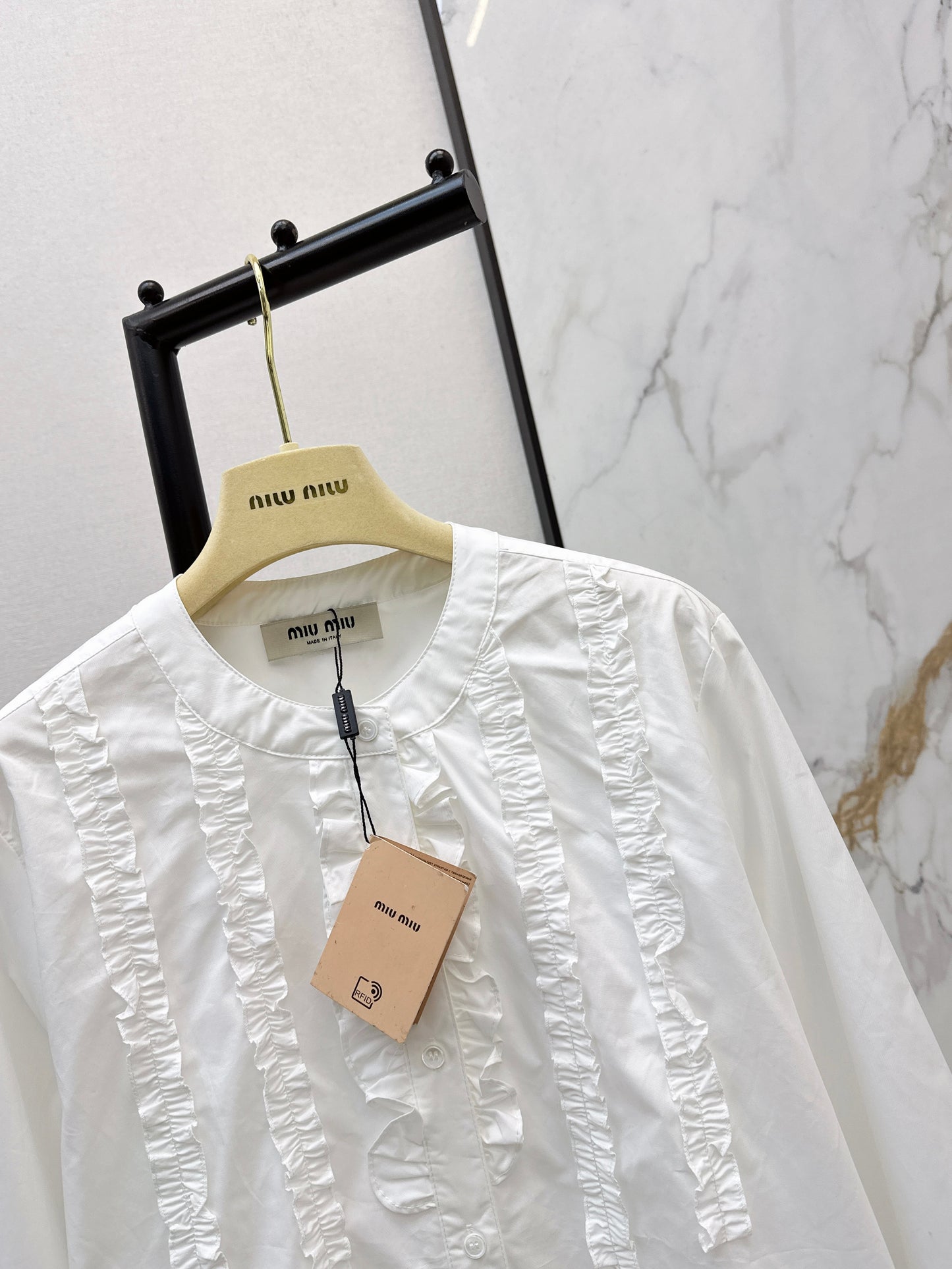 Miu NEW ruffle-trim lace shirts