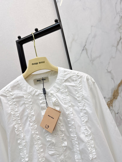 Miu NEW ruffle-trim lace shirts