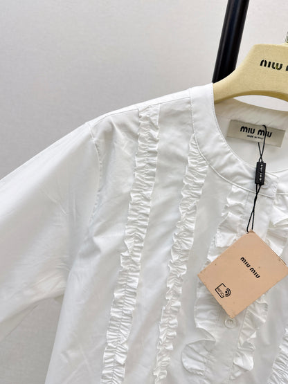 Miu NEW ruffle-trim lace shirts