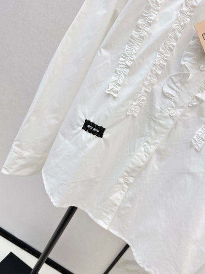 Miu NEW ruffle-trim lace shirts