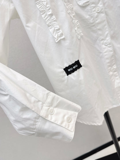 Miu NEW ruffle-trim lace shirts