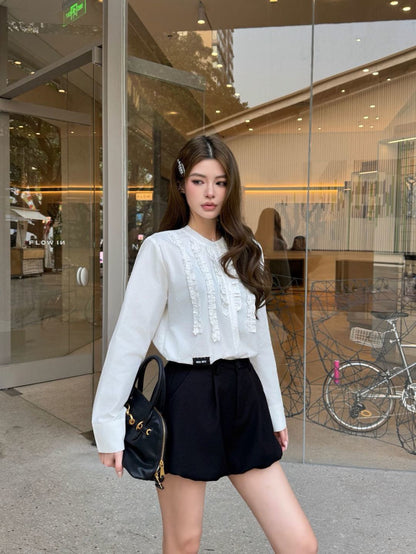 Miu NEW ruffle-trim lace shirts