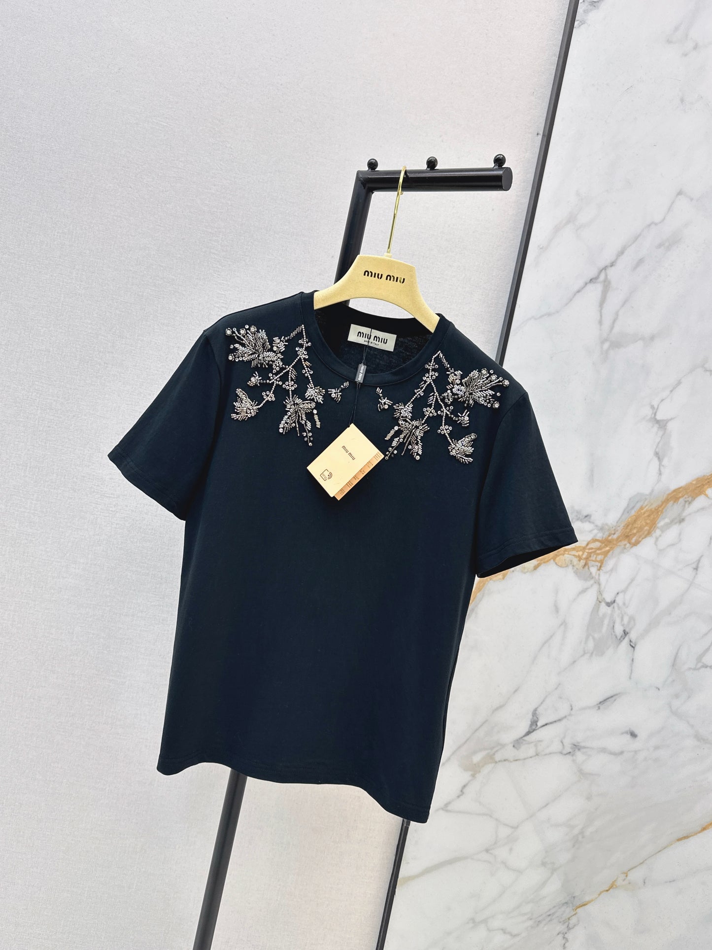 Miu NEW embroidery beading t-shirt