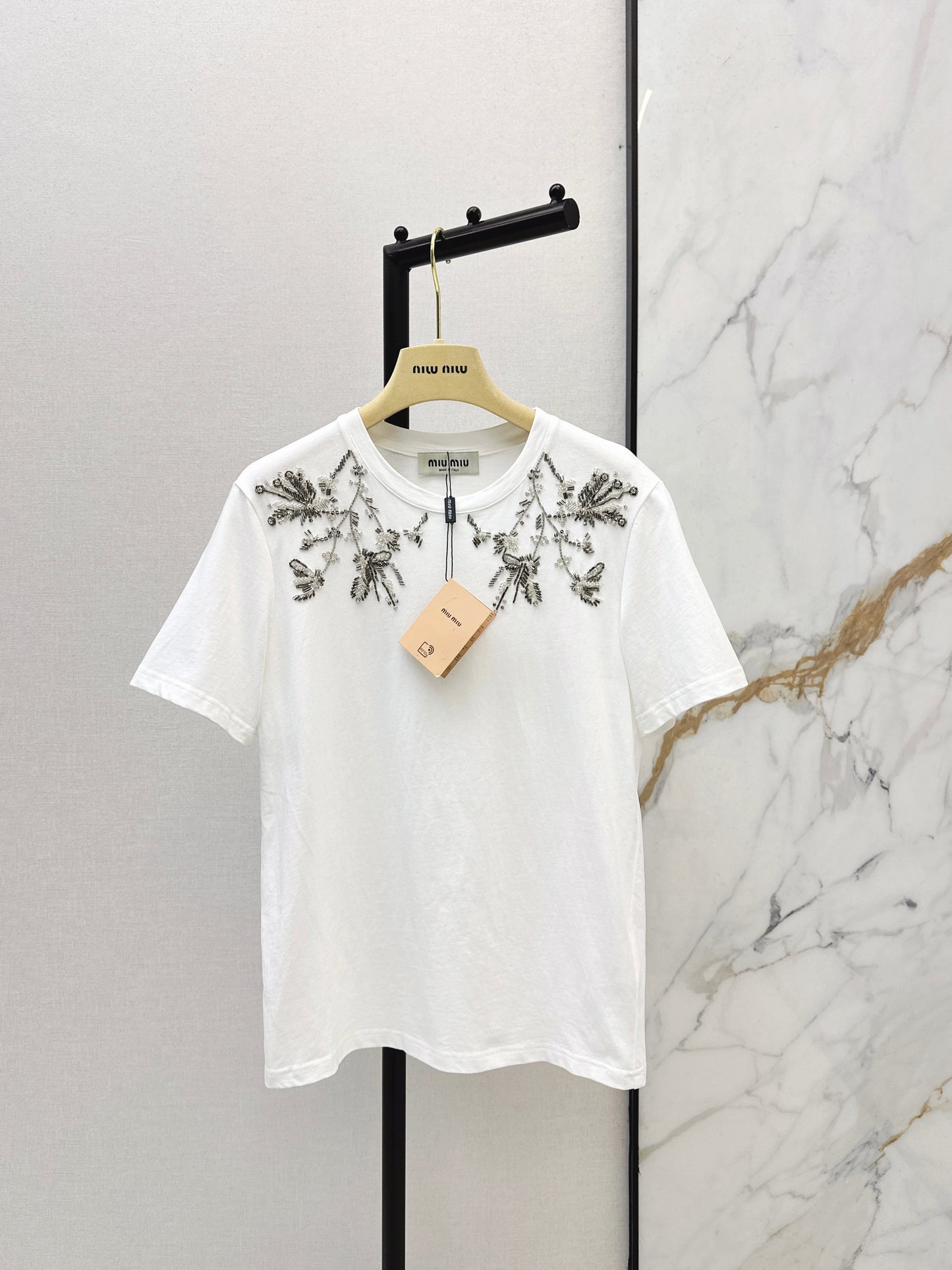Miu NEW embroidery beading t-shirt