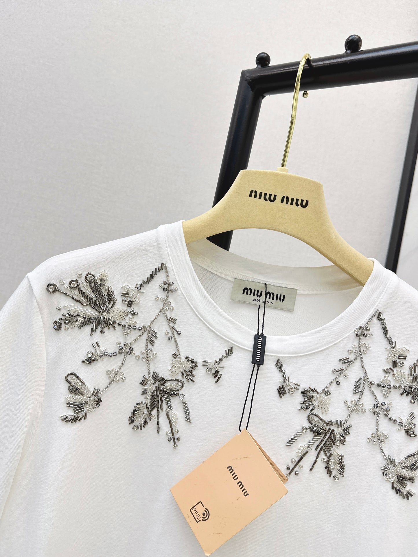 Miu NEW embroidery beading t-shirt