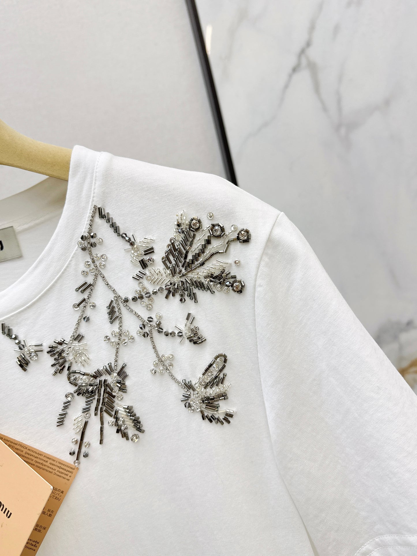 Miu NEW embroidery beading t-shirt