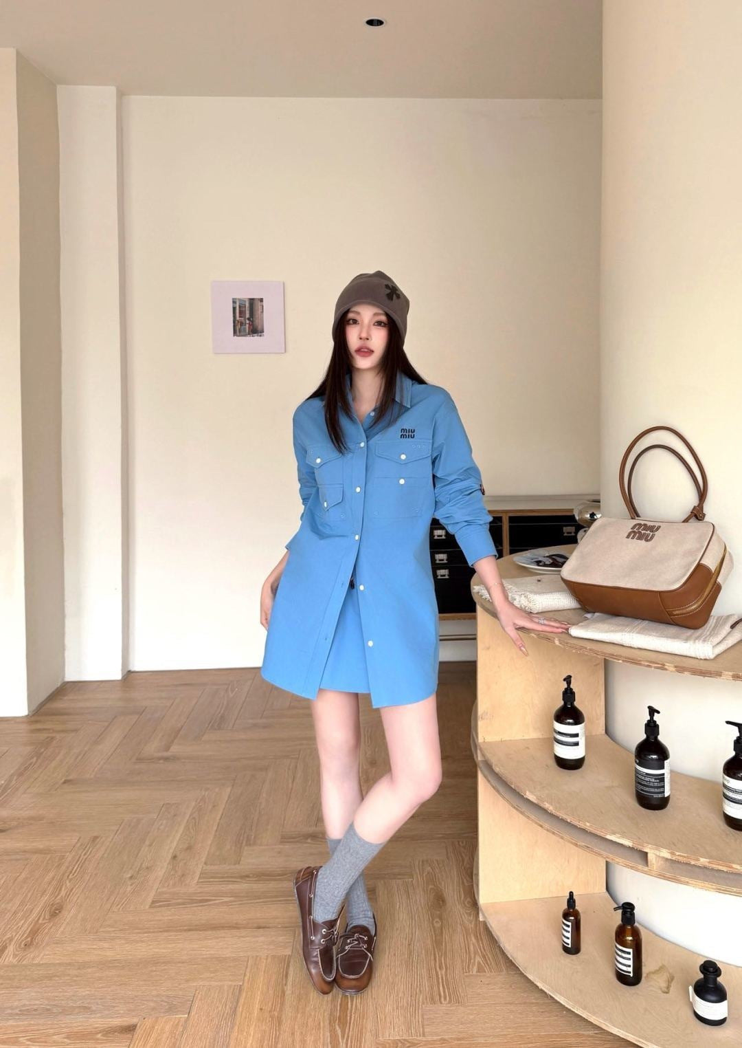 Miu NEW embroidery shirts dress