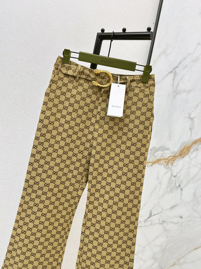 Guc NEW  jacquard pants with belted