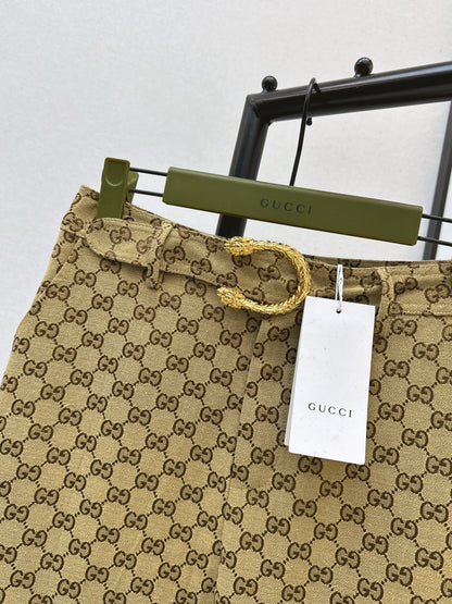 Guc NEW  jacquard pants with belted