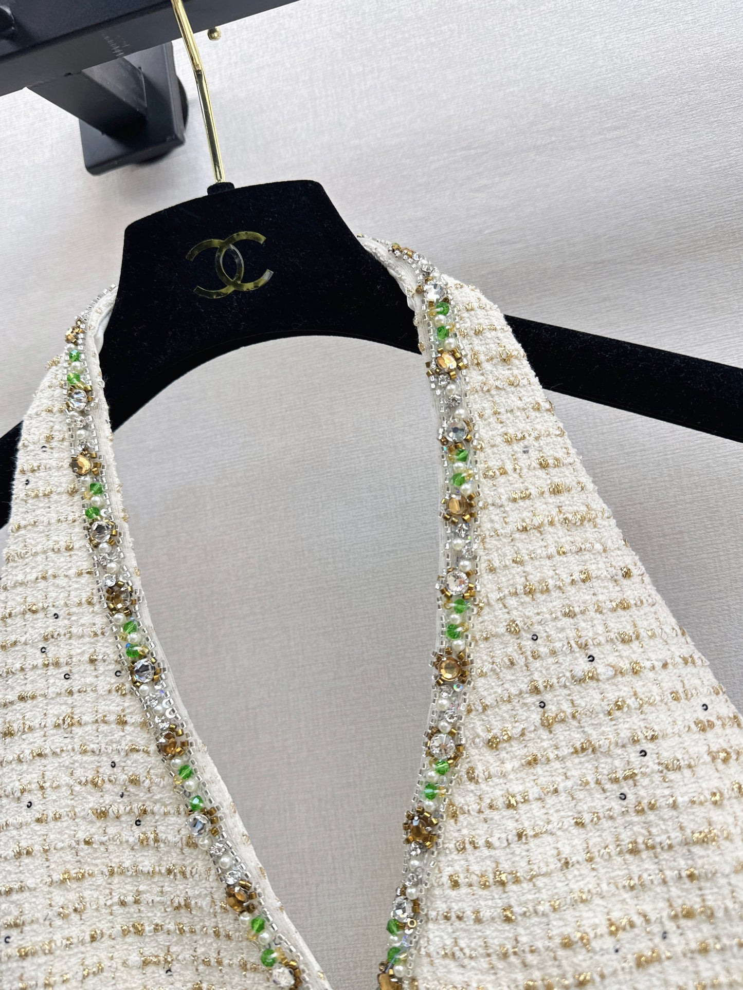 Chan NEW rhinestone cropped halter vest