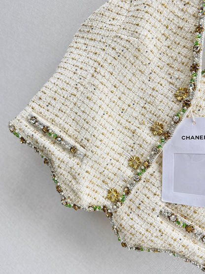 Chan NEW rhinestone cropped halter vest