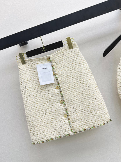 Chan NEW weed rhinestone skirts