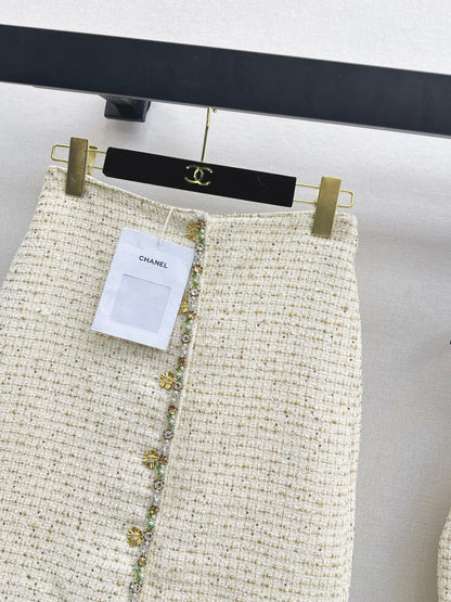 Chan NEW weed rhinestone skirts