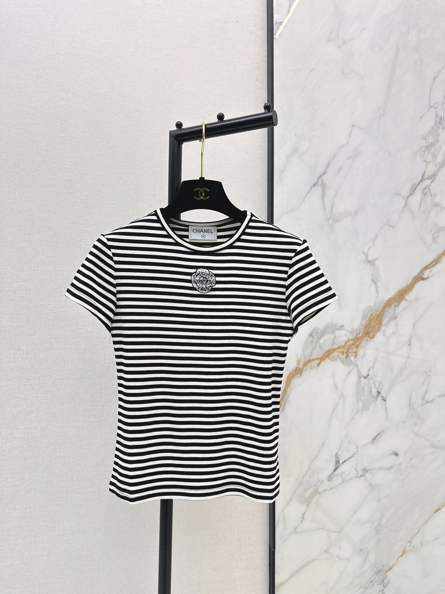 Chan NEW stripe beading t-shirt