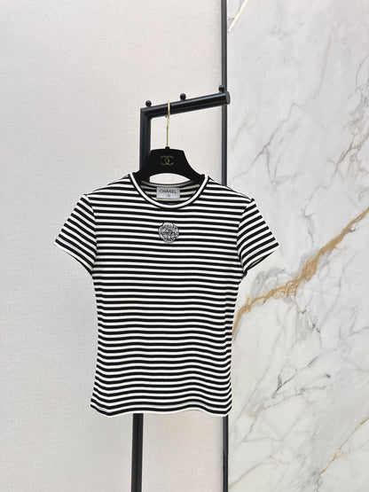 Chan NEW stripe beading t-shirt