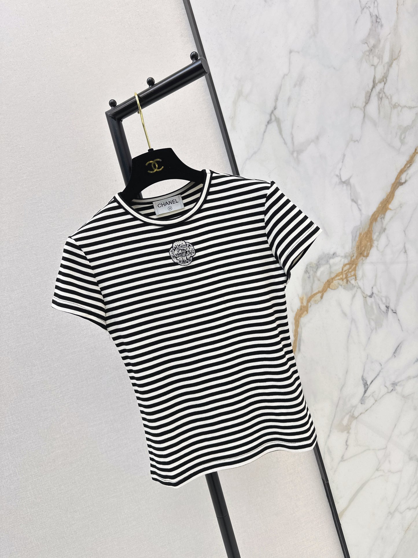 Chan NEW stripe beading t-shirt