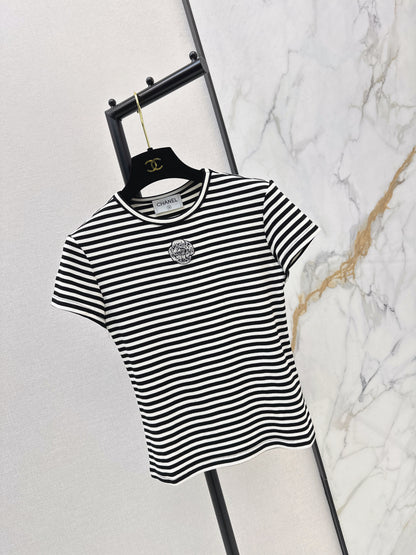Chan NEW stripe beading t-shirt