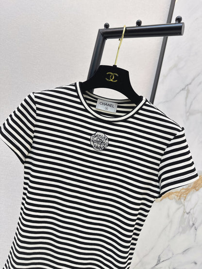 Chan NEW stripe beading t-shirt