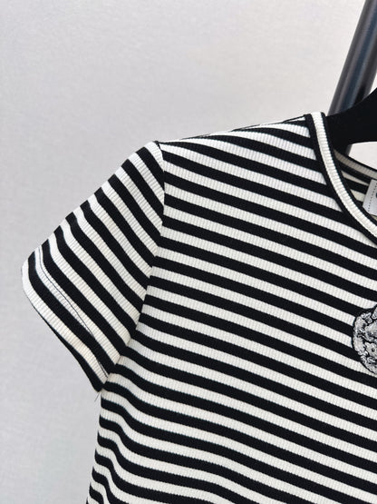 Chan NEW stripe beading t-shirt